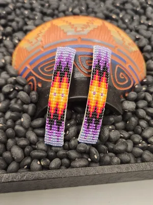 BEADED BARRETTES (PAIR)-  PURPLE - JUDY WILSON