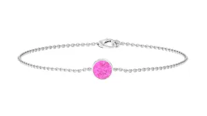 Bezel Set Pink Sapphire Simple Solitaire Bracelet