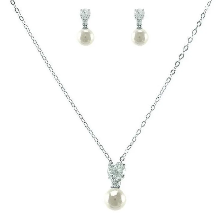 Birgit CZ Pearl Drop Pendant Set