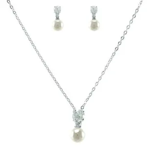 Birgit CZ Pearl Drop Pendant Set