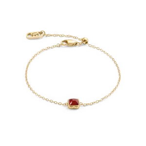 Birthstone January Bracelet Red Agate Gold