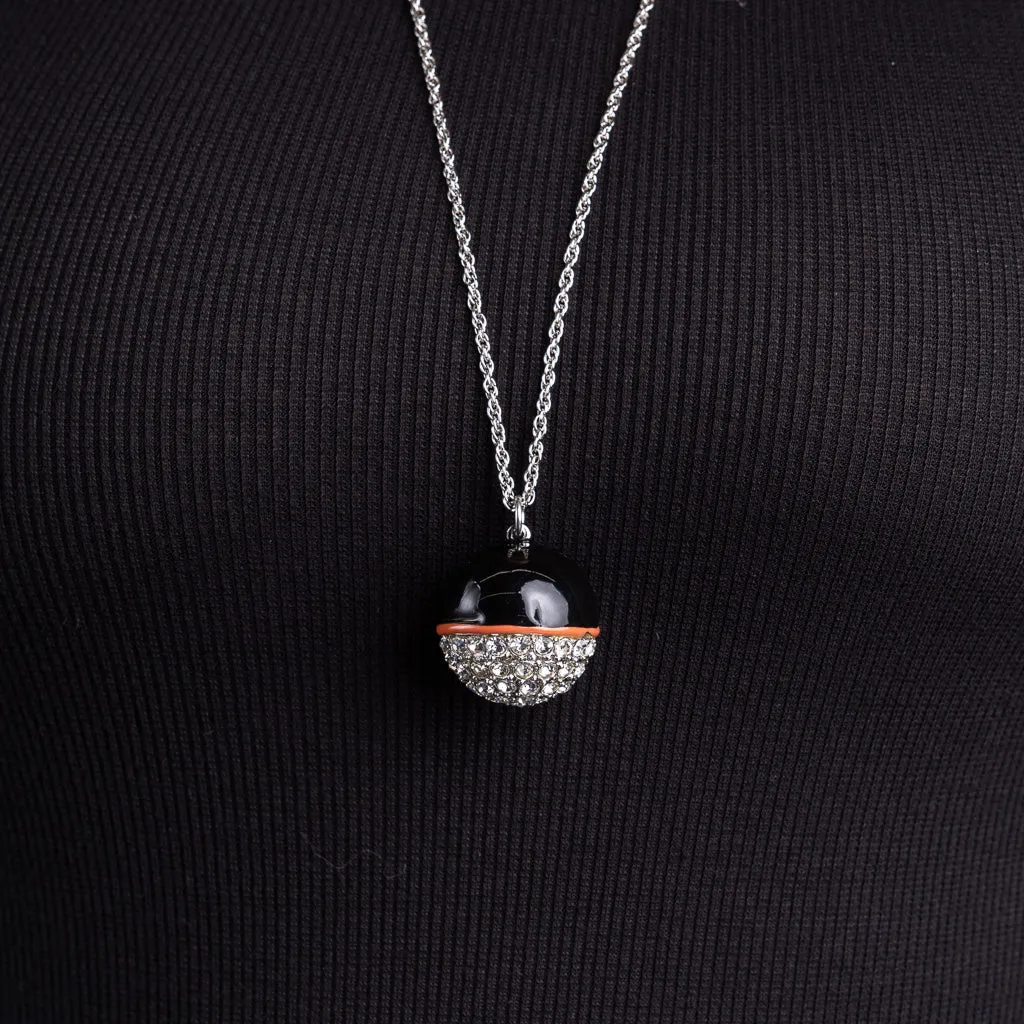 Black, Coral and Rhinestone Ball Necklace