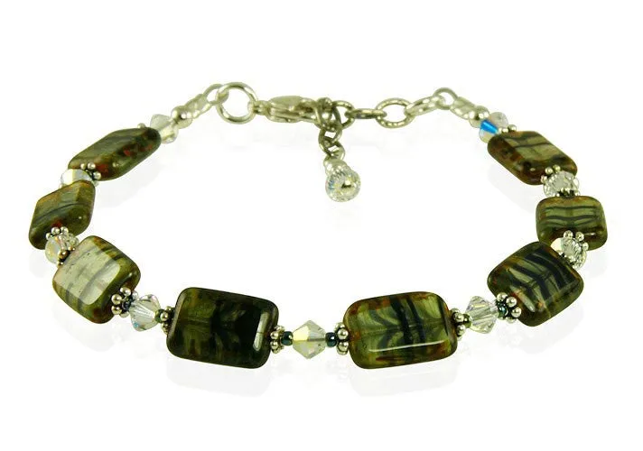 Blue Gray Czech Window Bracelet Set