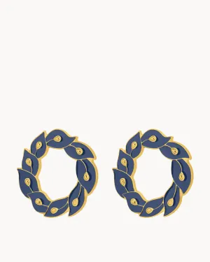 Blue Inspiration Feather Wreath Stud Earrings