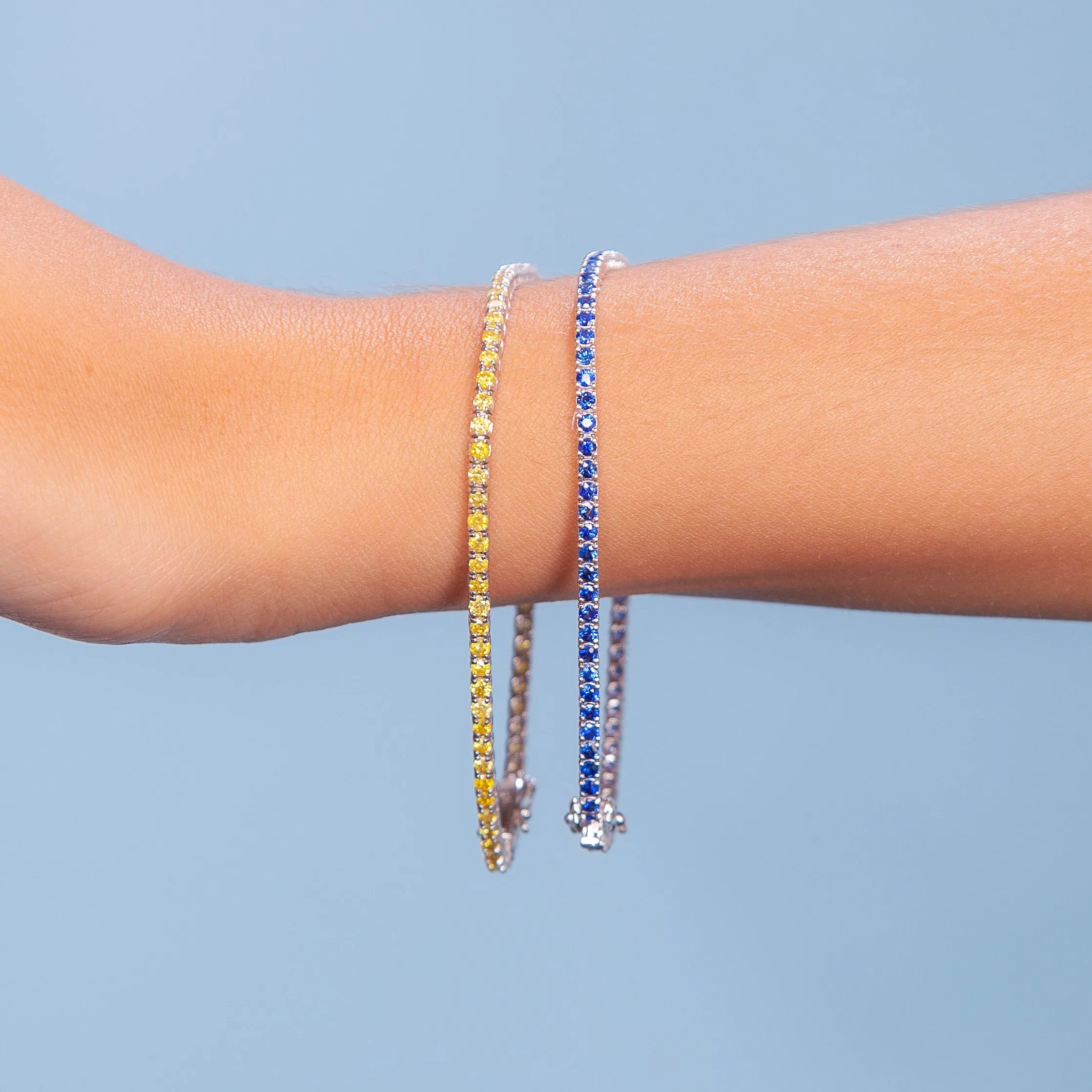 Blue Sapphire Tennis Bracelet (3.30 ct. ) 2.30 mm 4-Prongs Setting in 14K Gold