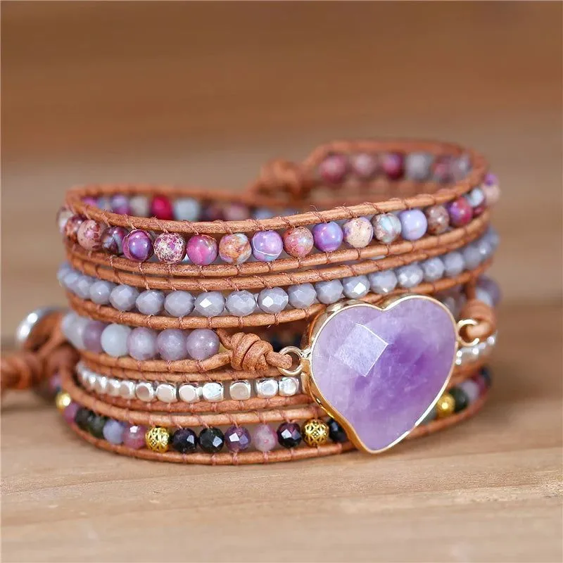 Boho Purple Gemstone Wrap Bracelet