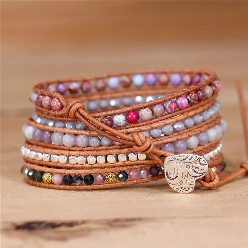 Boho Purple Gemstone Wrap Bracelet