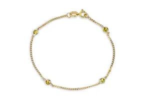 Bracelet 18kt Gold Chain & 4 Round Yellow Sapphires