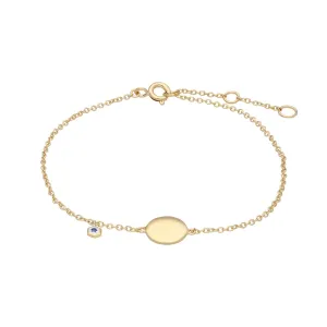 Bracelet à Graver Argent 925 Plaqué Or Jaune Tanzanite