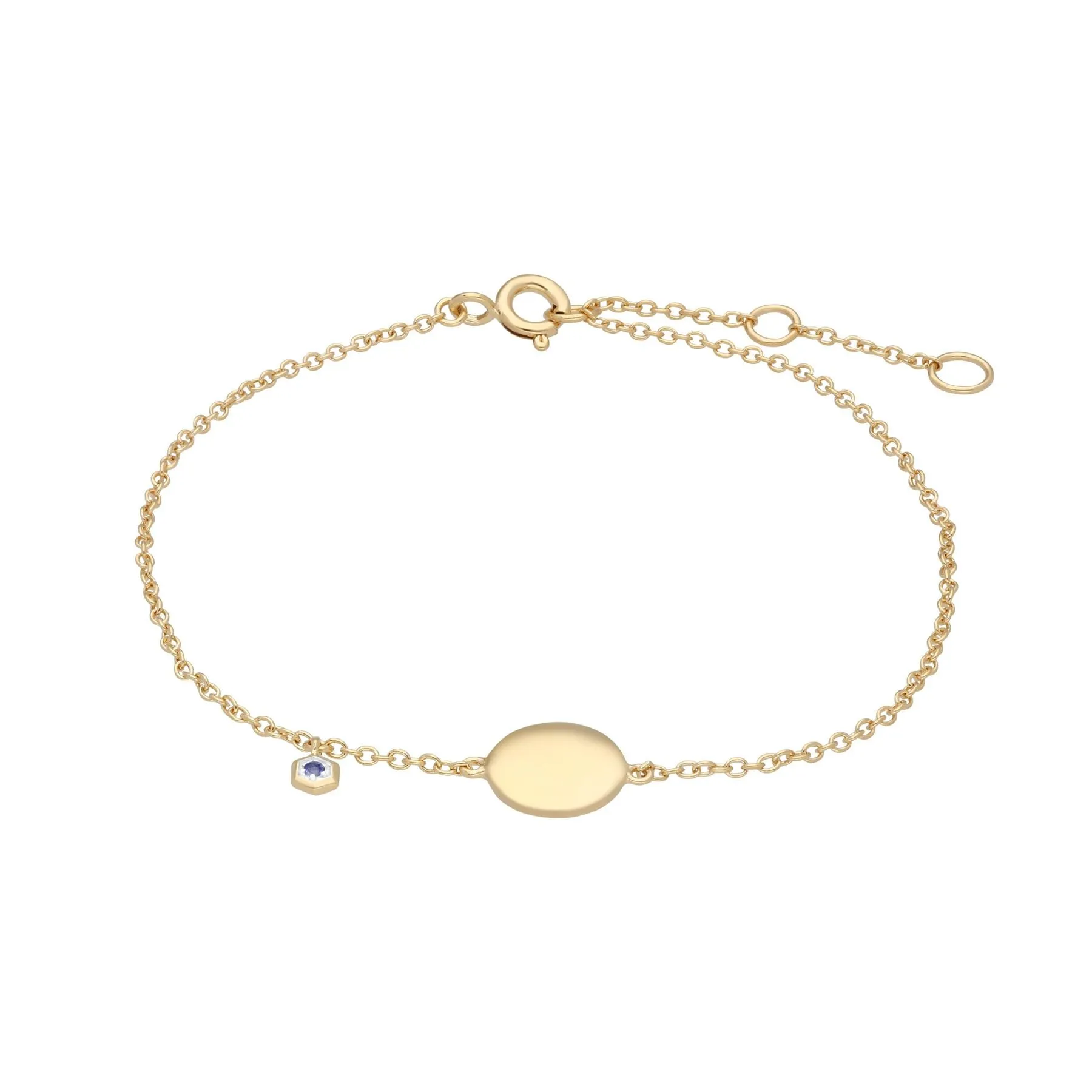 Bracelet à Graver Argent 925 Plaqué Or Jaune Tanzanite