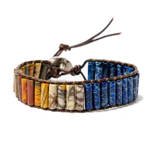 Bracelet Mixte en Jaspe Guerrier et Lapis Lazuli pour Force Intérieure et Clarté Mentale