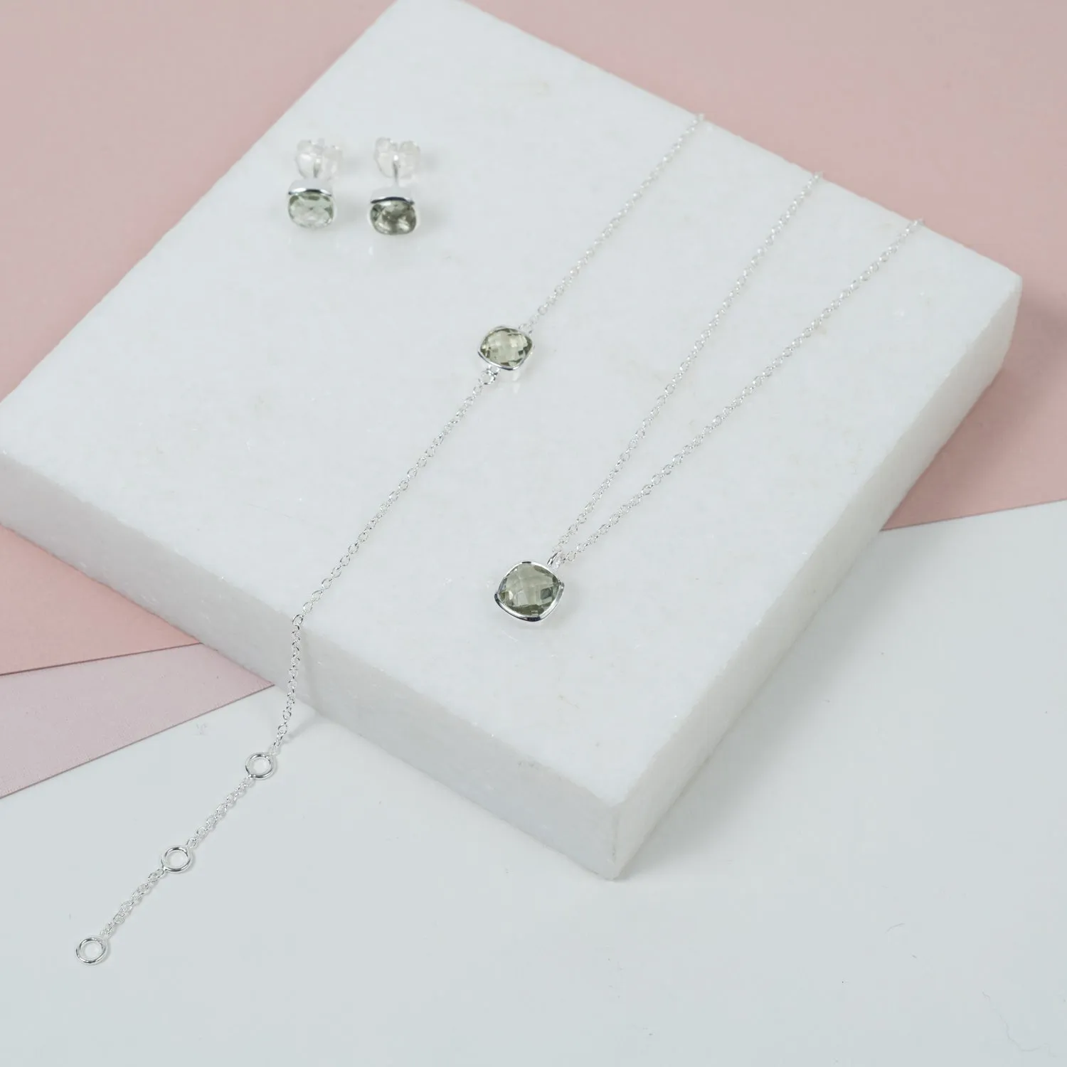Brooklyn Green Amethyst & Sterling Silver Jewellery Set