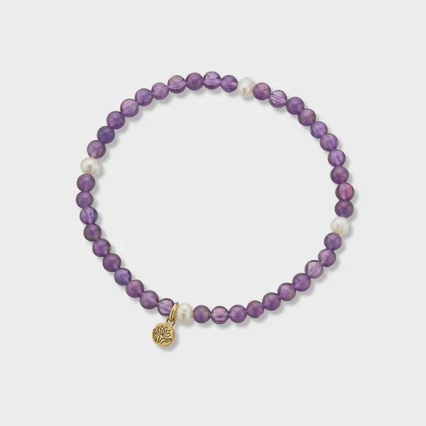 Brs   Amethyst   Pearl Prosperity Gem Bracelet