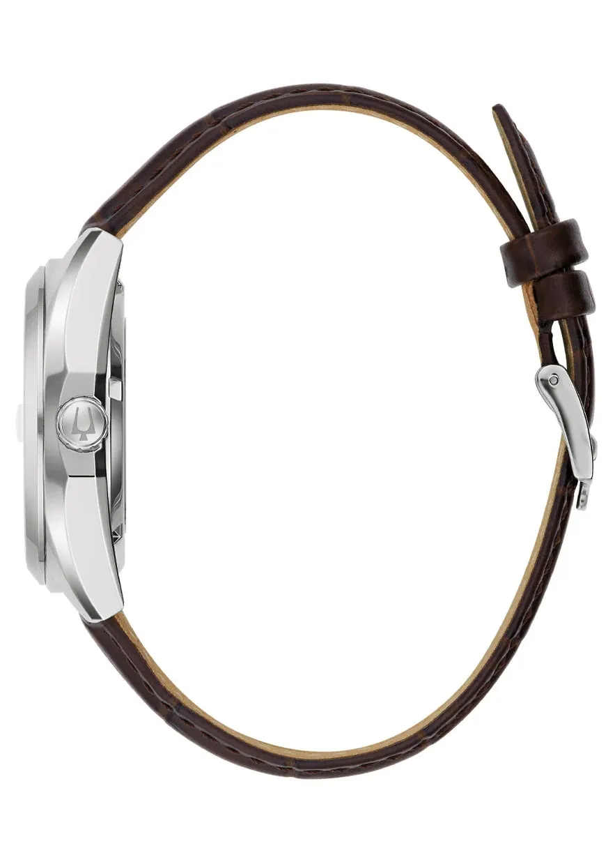 BULOVA GENTS SURVEYOR AUTOMATIC GREEN DIAL BROWN LEATHER 96B427