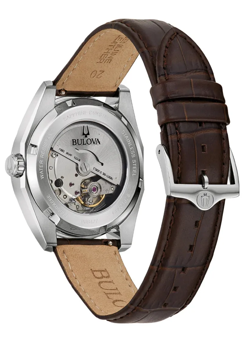 BULOVA GENTS SURVEYOR AUTOMATIC GREEN DIAL BROWN LEATHER 96B427