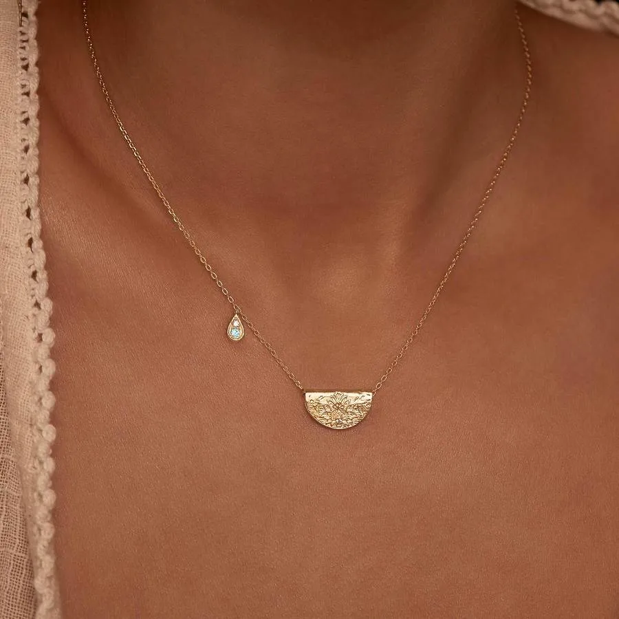By Charlotte Lotus Birthstone Necklace (March), Gold