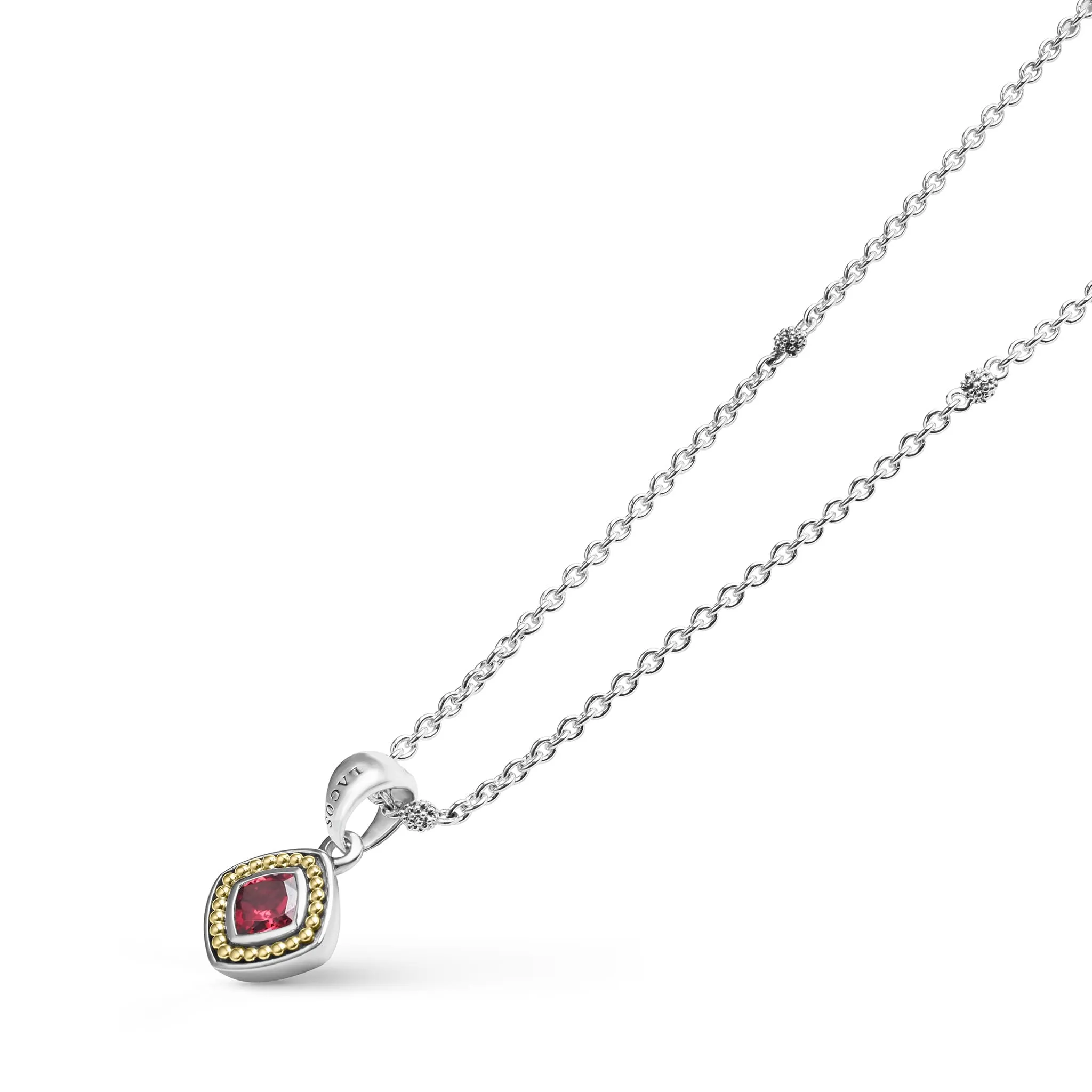 Caviar Color Rhodolite Garnet Pendant Necklace