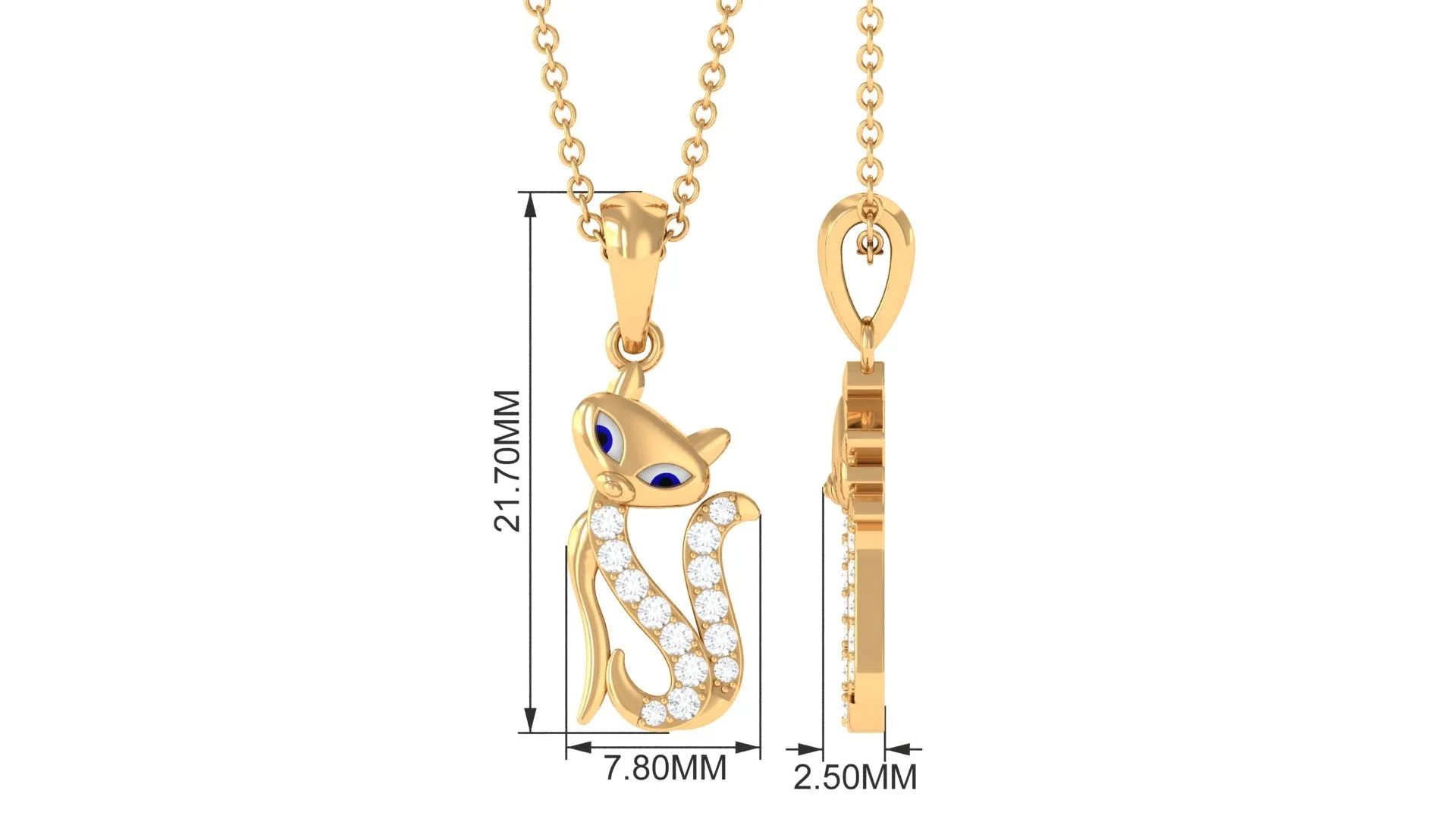 Certified Moissanite Cat Pendant Necklace