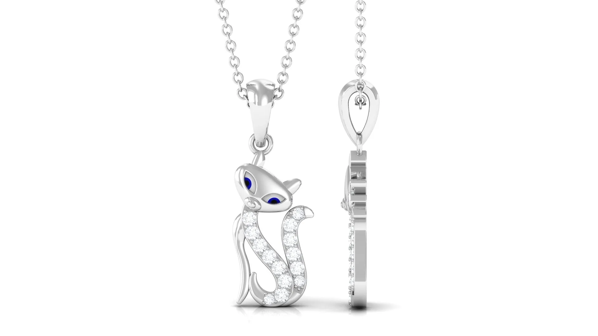 Certified Moissanite Cat Pendant Necklace
