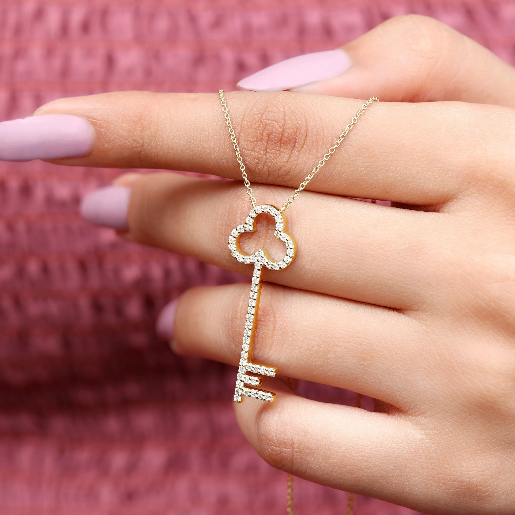 Certified Moissanite Key Pendant Necklace
