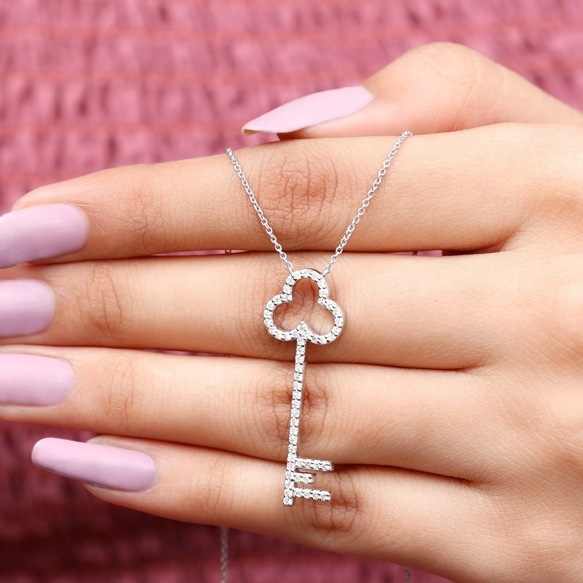 Certified Moissanite Key Pendant Necklace
