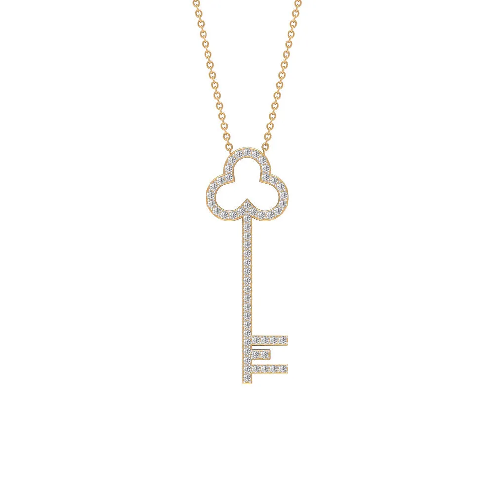 Certified Moissanite Key Pendant Necklace