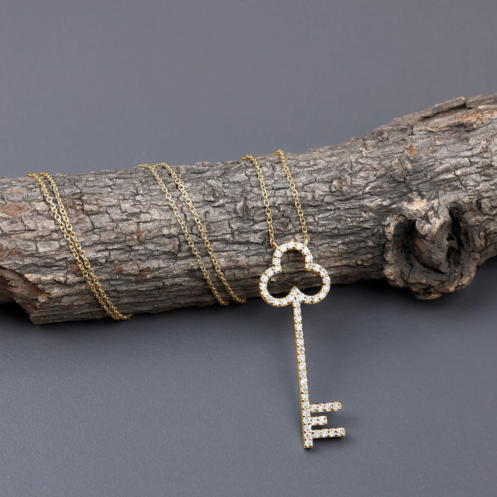 Certified Moissanite Key Pendant Necklace