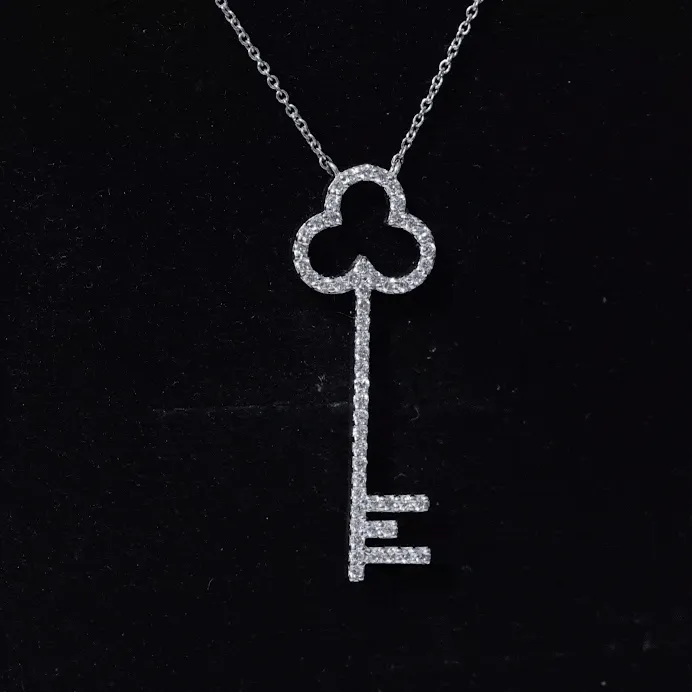 Certified Moissanite Key Pendant Necklace