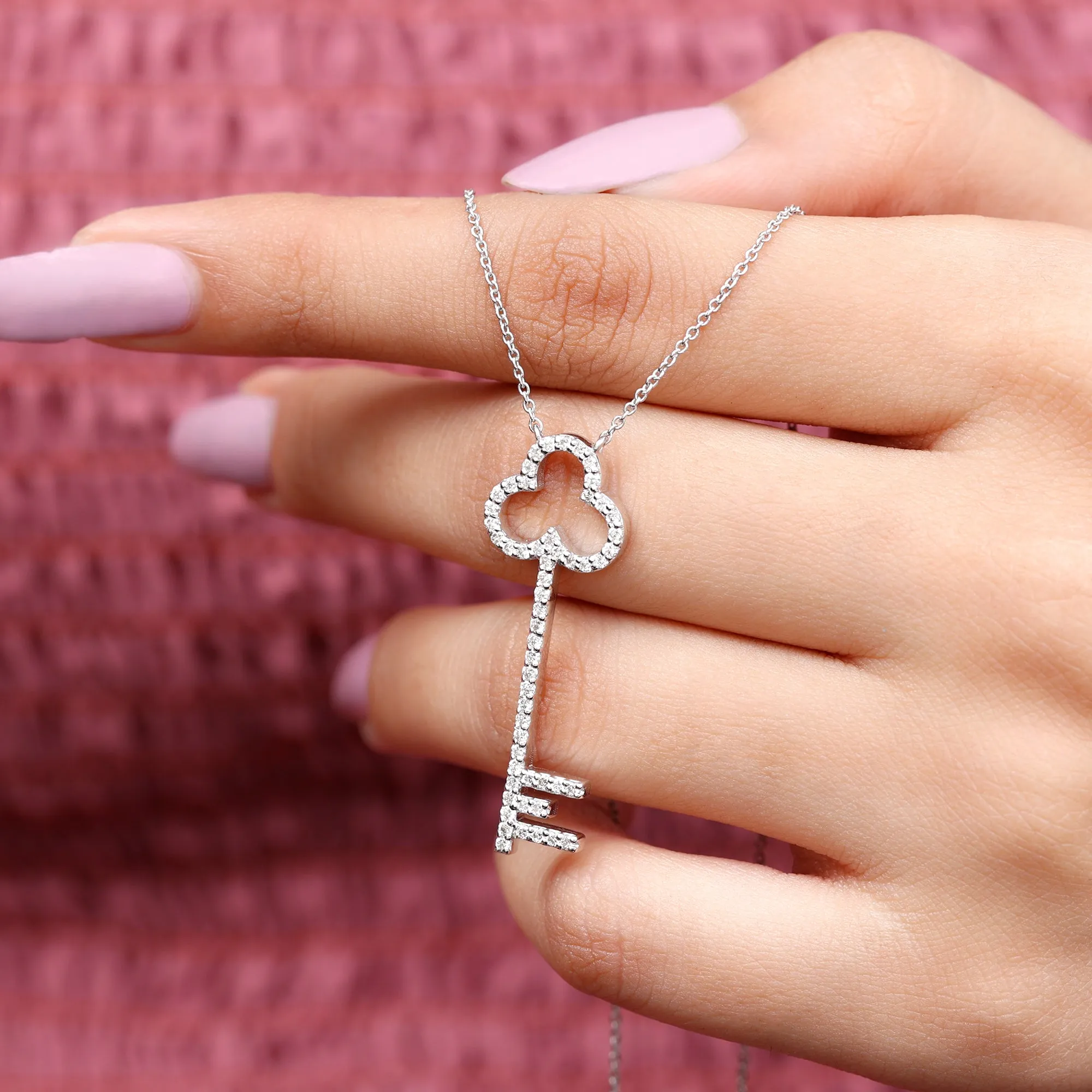 Certified Moissanite Key Pendant Necklace
