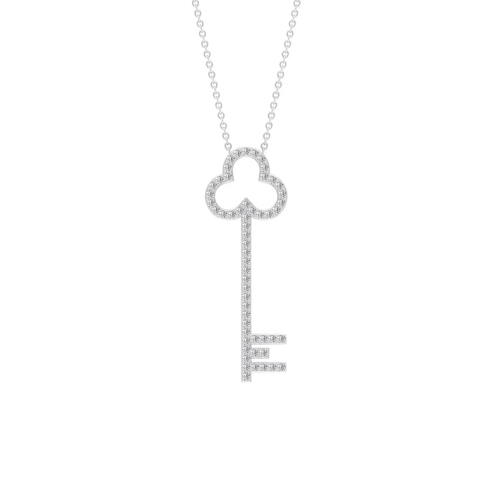 Certified Moissanite Key Pendant Necklace