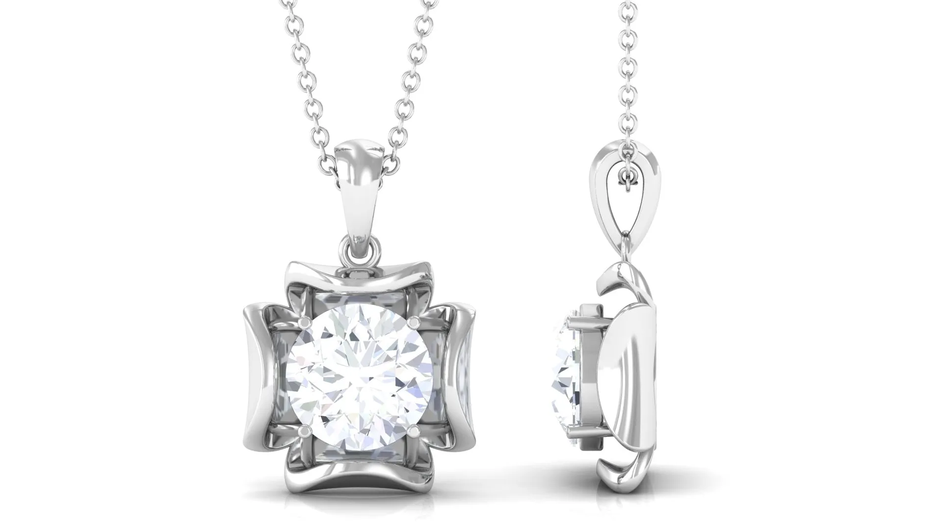 Certified Moissanite Solitaire Pendant in Prong Setting