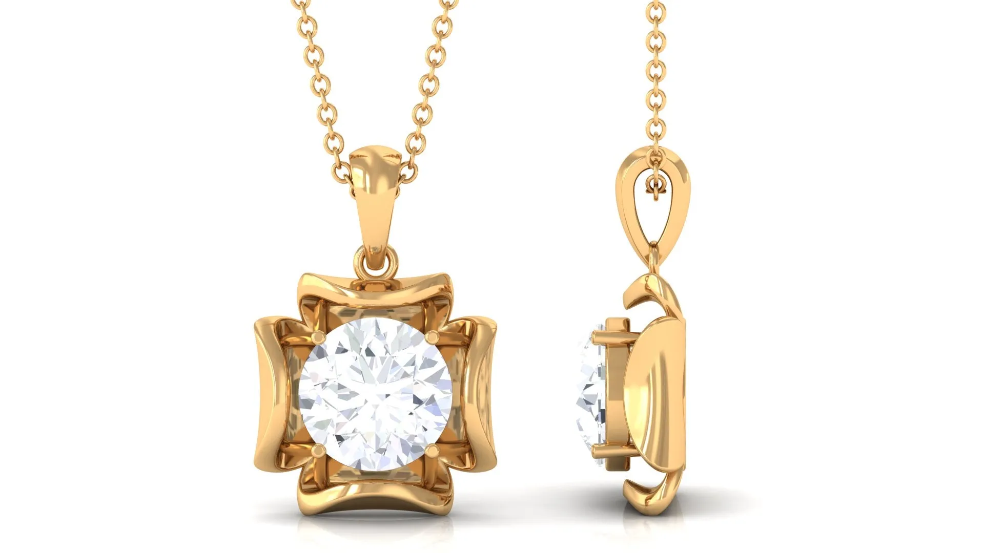 Certified Moissanite Solitaire Pendant in Prong Setting