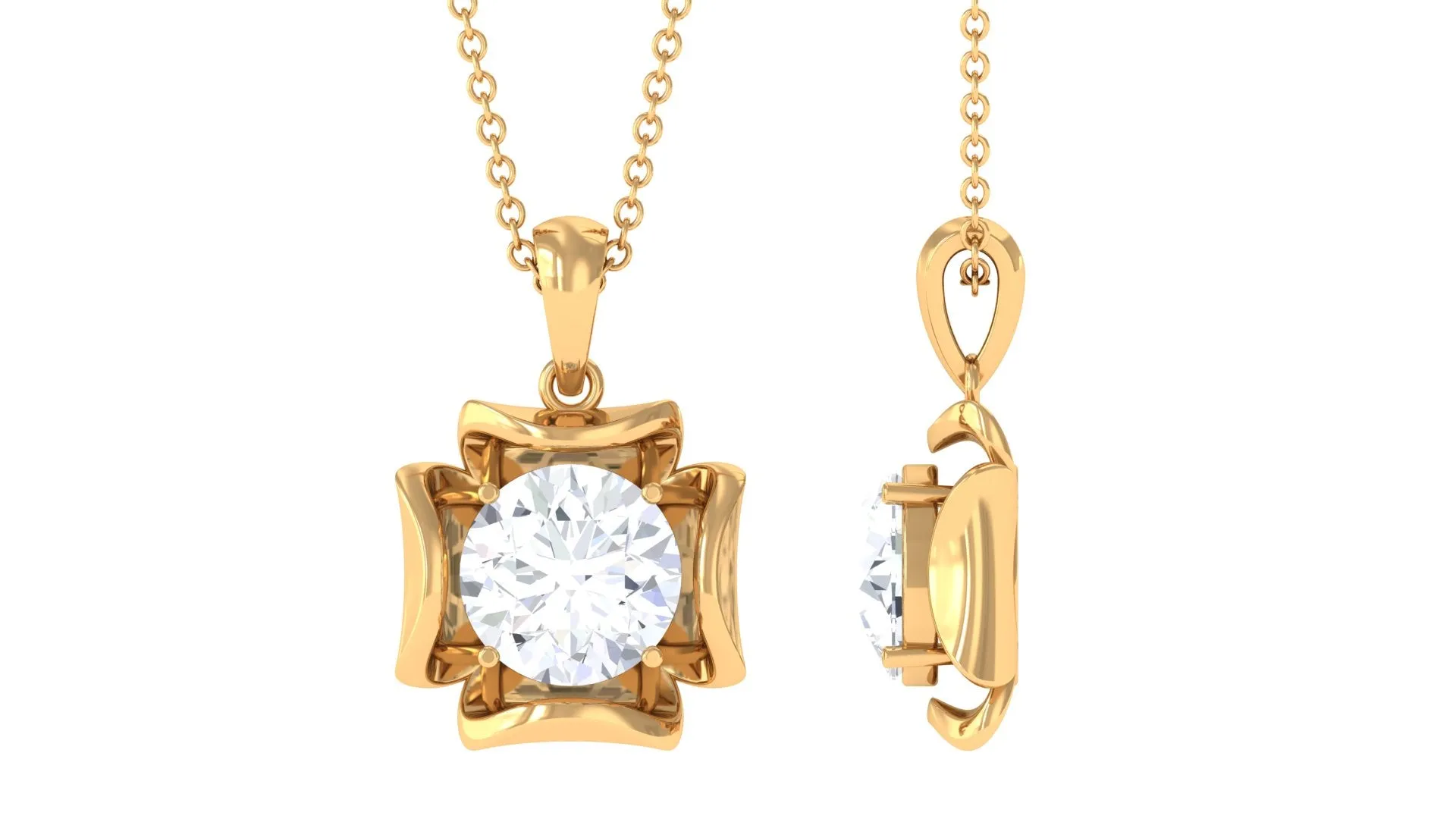 Certified Moissanite Solitaire Pendant in Prong Setting