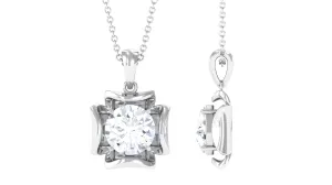 Certified Moissanite Solitaire Pendant in Prong Setting