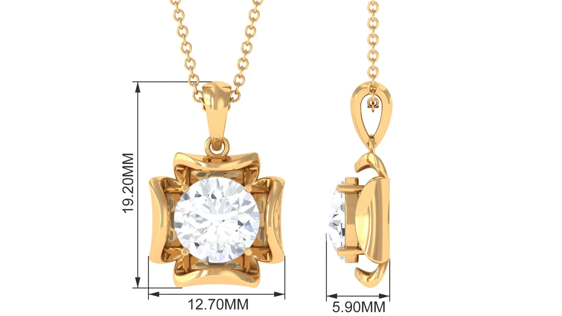 Certified Moissanite Solitaire Pendant in Prong Setting