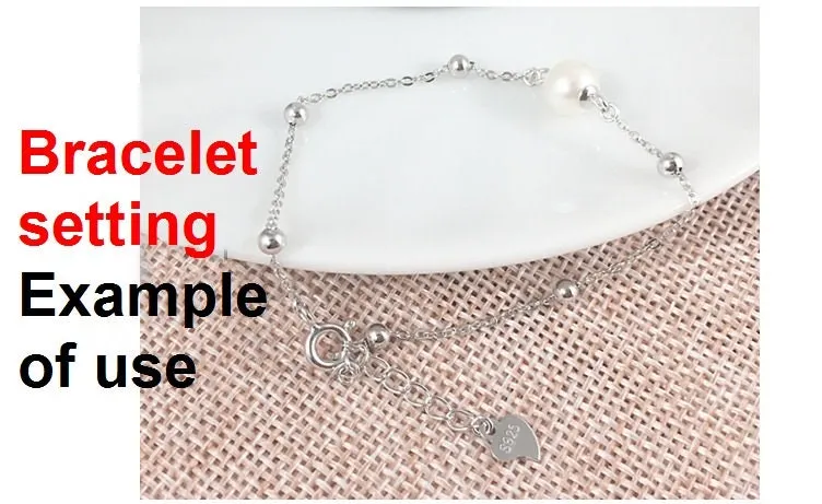 Chain Bracelet Setting Blank 1pc 6 1 inches 16 3cm 1.4g 925 Sterling Silver for 1 Pearl Bead 6mm with Spring Ring Buckle Wholesale Available
