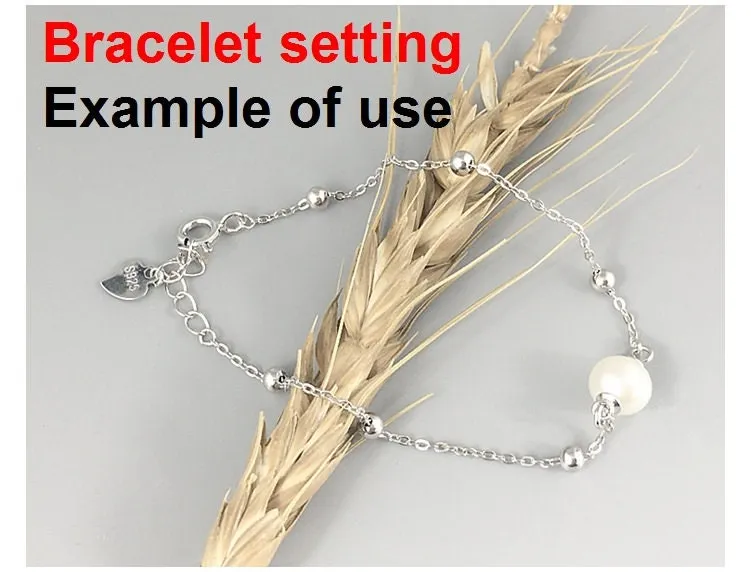 Chain Bracelet Setting Blank 1pc 6 1 inches 16 3cm 1.4g 925 Sterling Silver for 1 Pearl Bead 6mm with Spring Ring Buckle Wholesale Available
