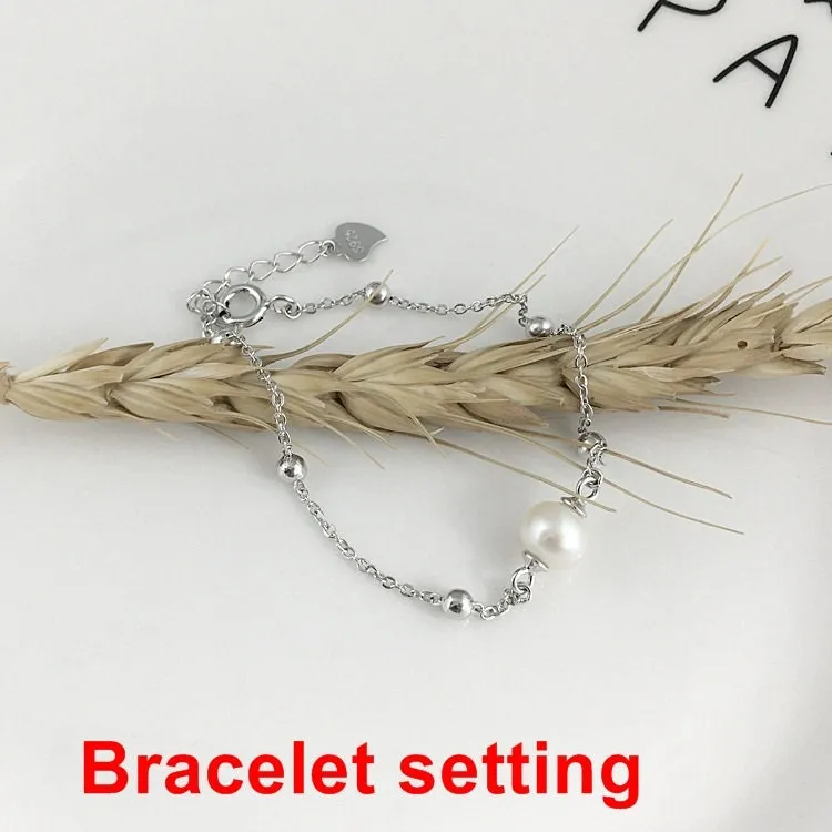 Chain Bracelet Setting Blank 1pc 6 1 inches 16 3cm 1.4g 925 Sterling Silver for 1 Pearl Bead 6mm with Spring Ring Buckle Wholesale Available