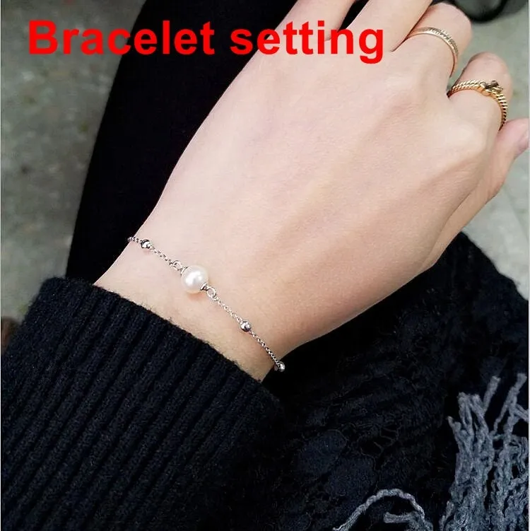 Chain Bracelet Setting Blank 1pc 6 1 inches 16 3cm 1.4g 925 Sterling Silver for 1 Pearl Bead 6mm with Spring Ring Buckle Wholesale Available