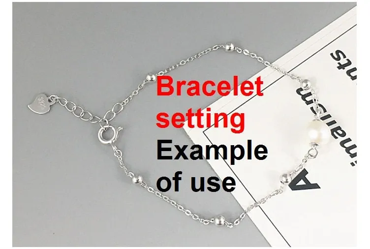 Chain Bracelet Setting Blank 1pc 6 1 inches 16 3cm 1.4g 925 Sterling Silver for 1 Pearl Bead 6mm with Spring Ring Buckle Wholesale Available