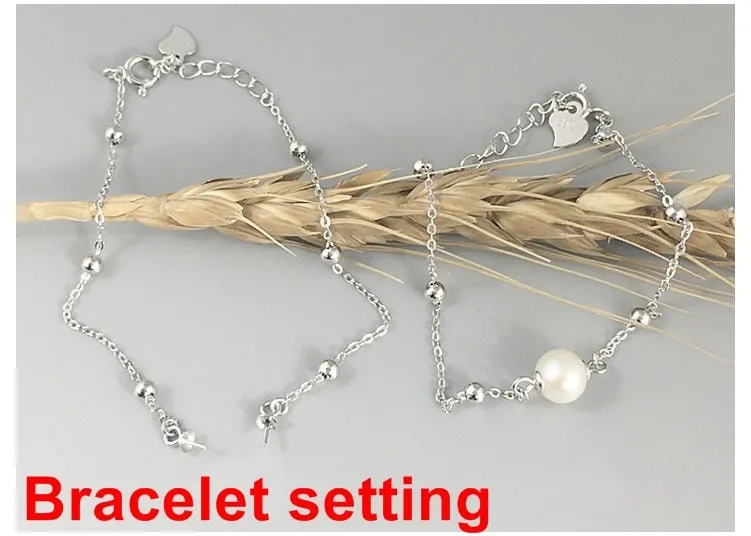 Chain Bracelet Setting Blank 1pc 6 1 inches 16 3cm 1.4g 925 Sterling Silver for 1 Pearl Bead 6mm with Spring Ring Buckle Wholesale Available