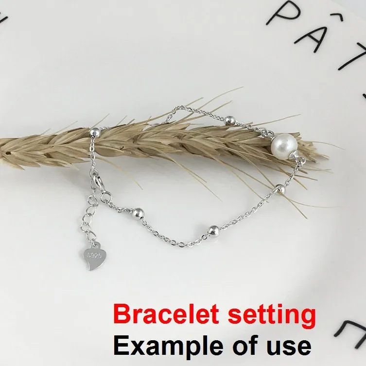 Chain Bracelet Setting Blank 1pc 6 1 inches 16 3cm 1.4g 925 Sterling Silver for 1 Pearl Bead 6mm with Spring Ring Buckle Wholesale Available