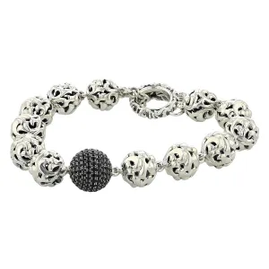 Charles Krypell Silver and Black Sapphire Ivy Bead Bracelet