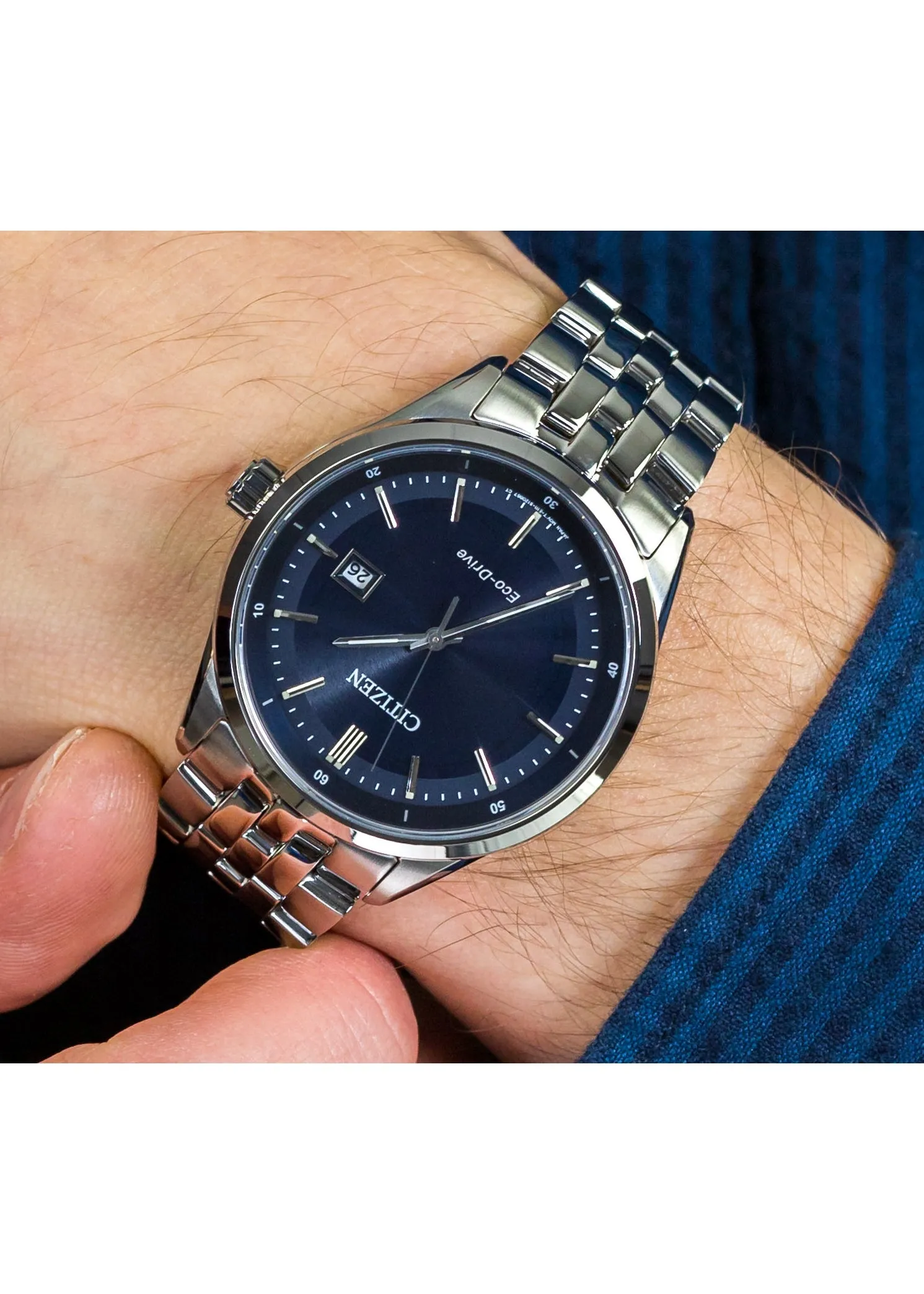 CITIZEN GENTS ECO-DRIVE BLUE DIAL STAINLESS STEEL BM7251-53L
