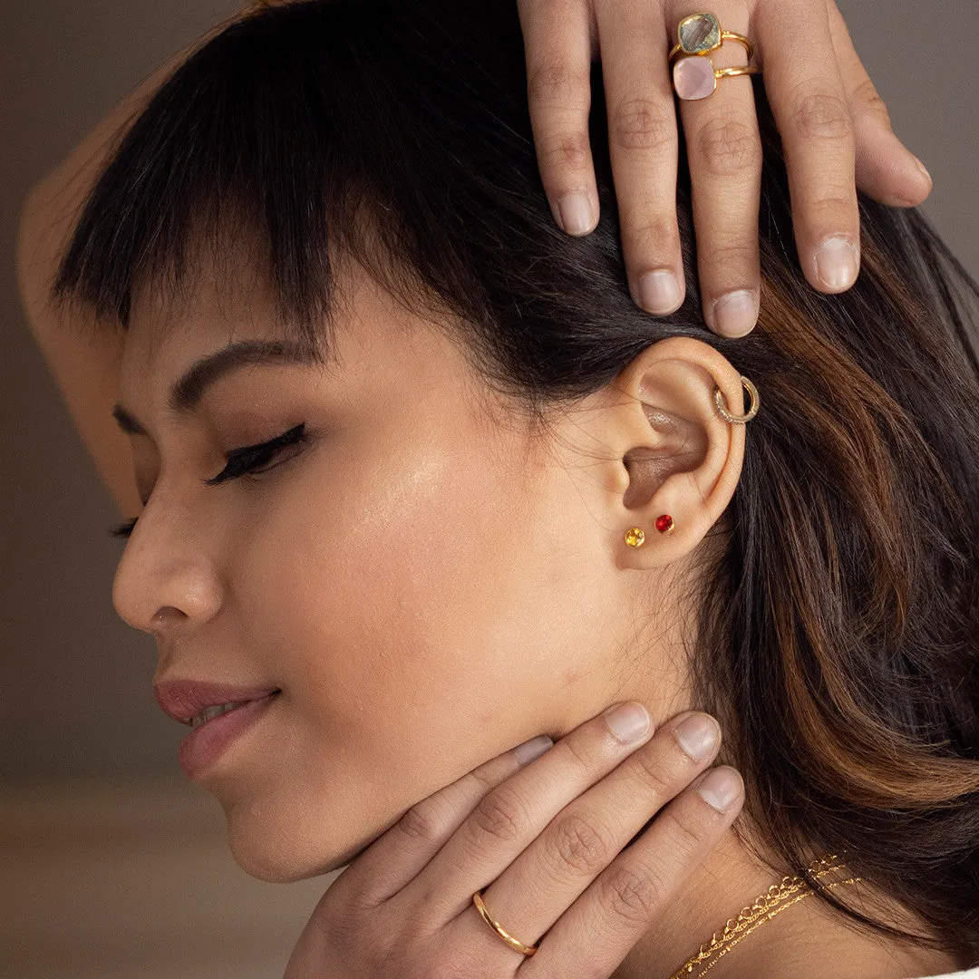 Citrine Mini Stud Earrings | Gold - November
