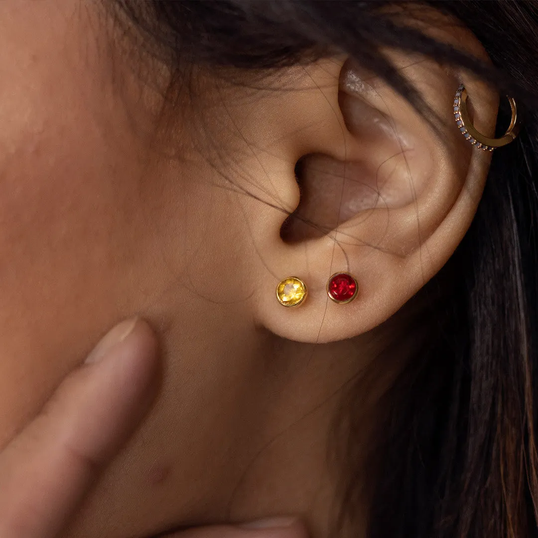 Citrine Mini Stud Earrings | Gold - November