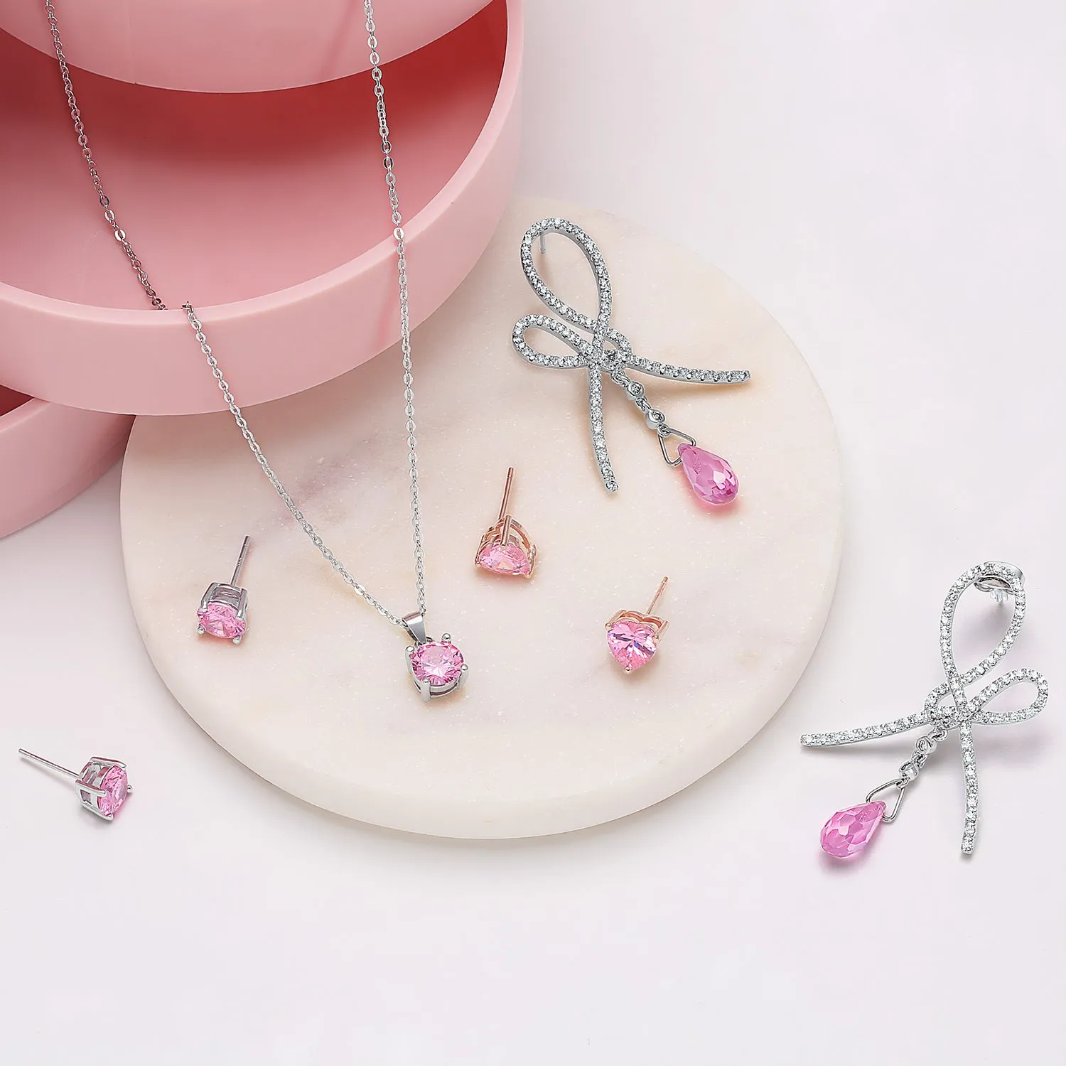 Classic 1CT AAA CZ  Solitaire Round Pendant Necklace Birthstone Colors