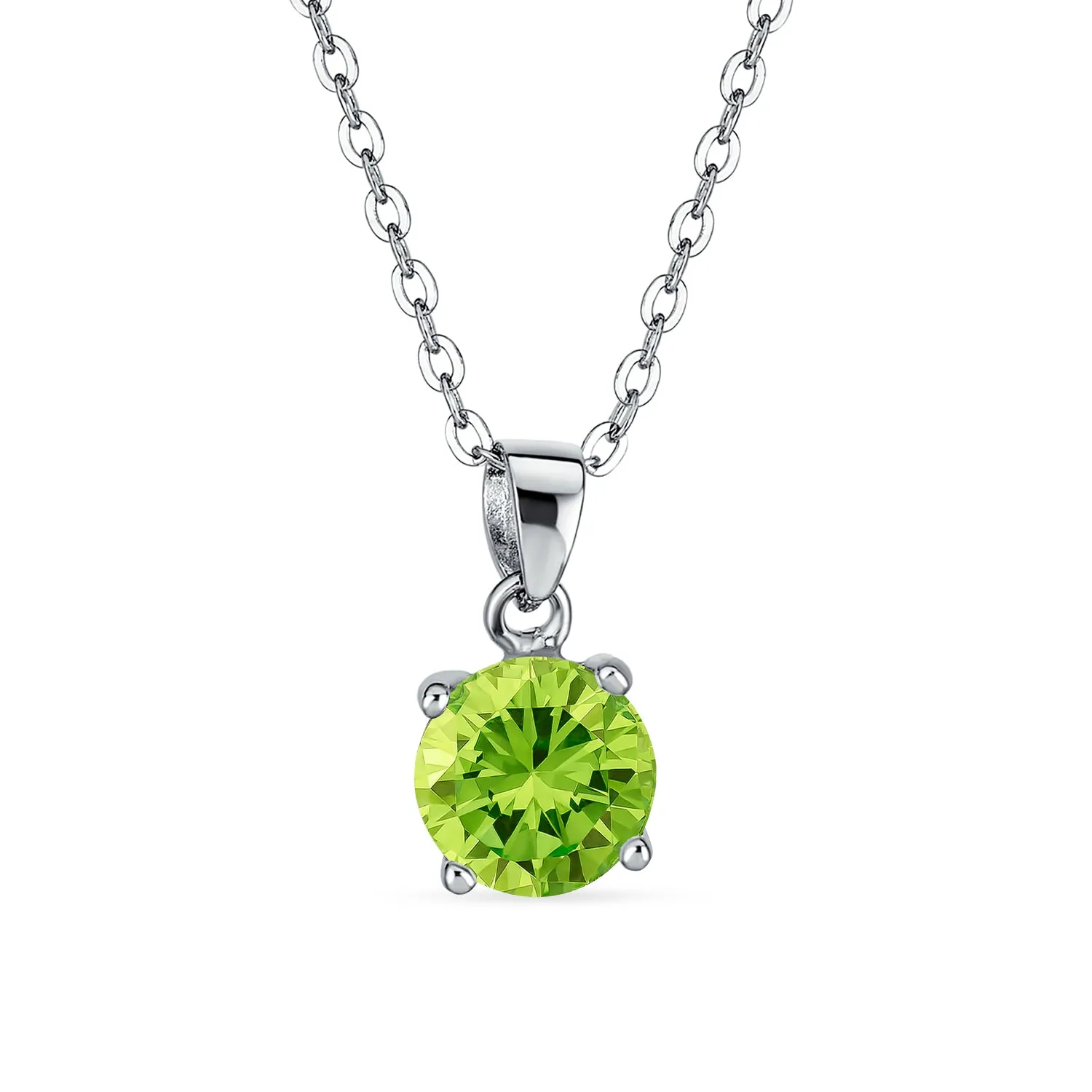 Classic 1CT AAA CZ  Solitaire Round Pendant Necklace Birthstone Colors