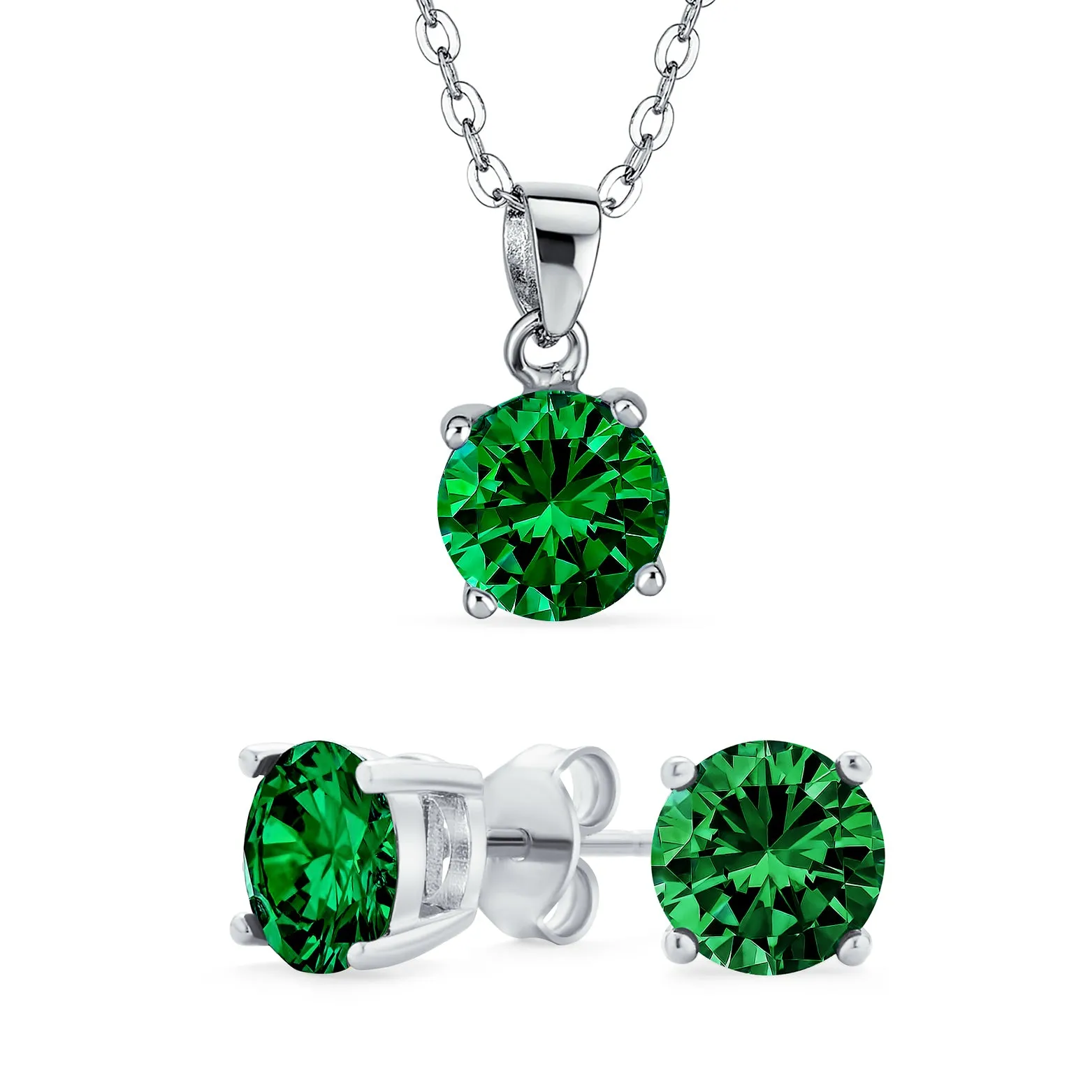 Classic 1CT AAA CZ  Solitaire Round Pendant Necklace Birthstone Colors