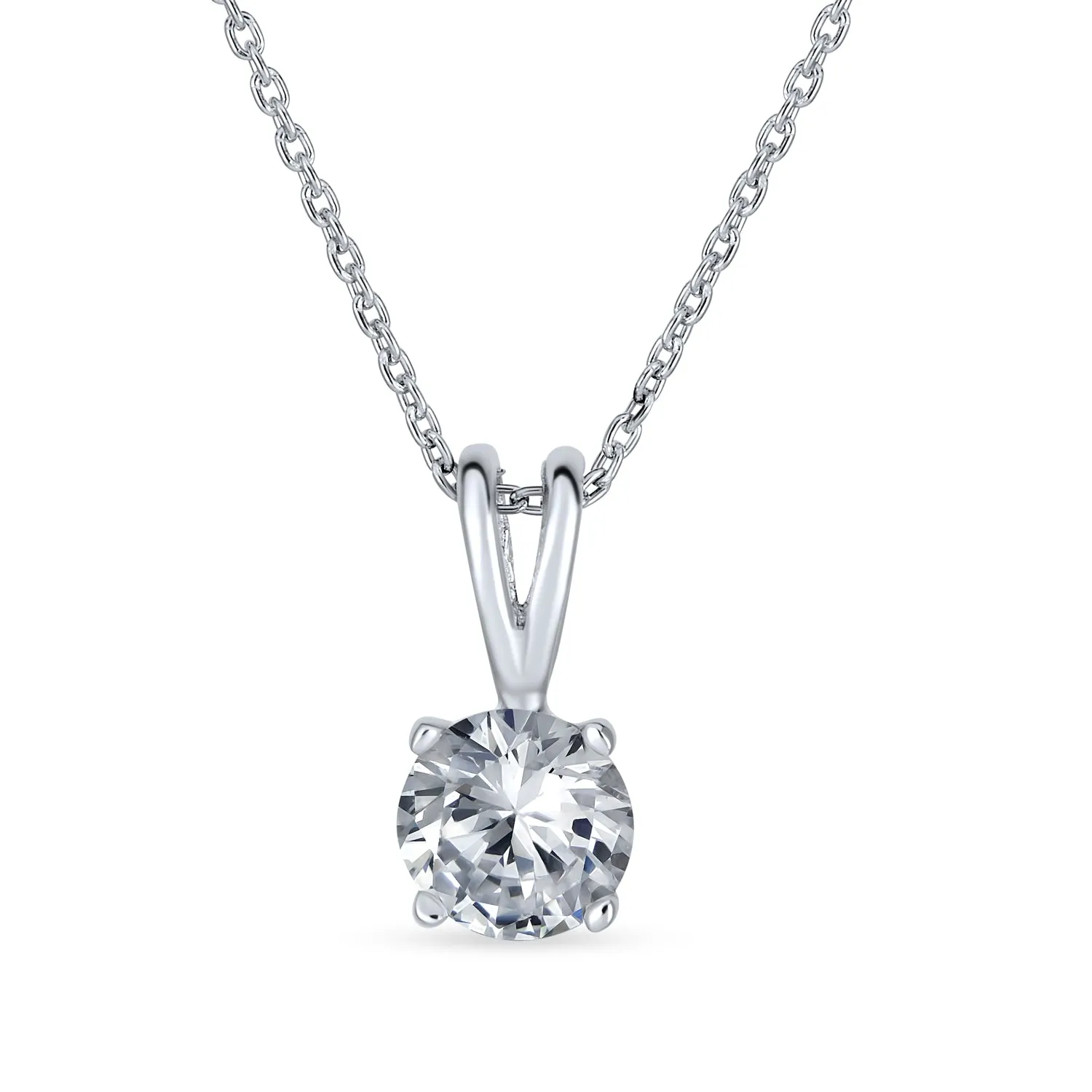 Classic 1CT AAA CZ  Solitaire Round Pendant Necklace Birthstone Colors